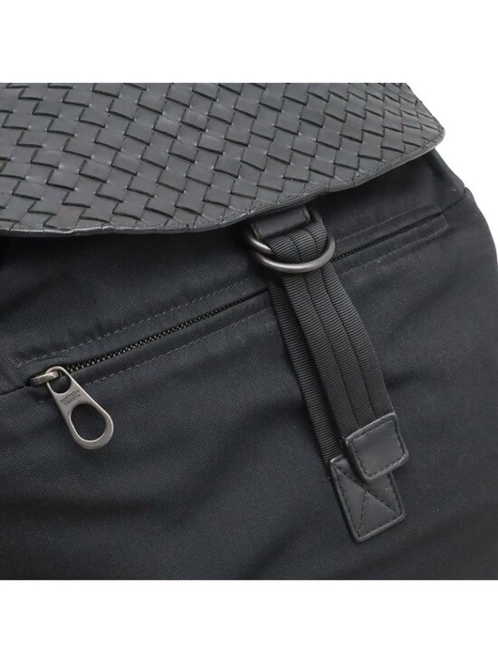 Bottega Veneta Intrecciato Backpack Nylon Leather Black